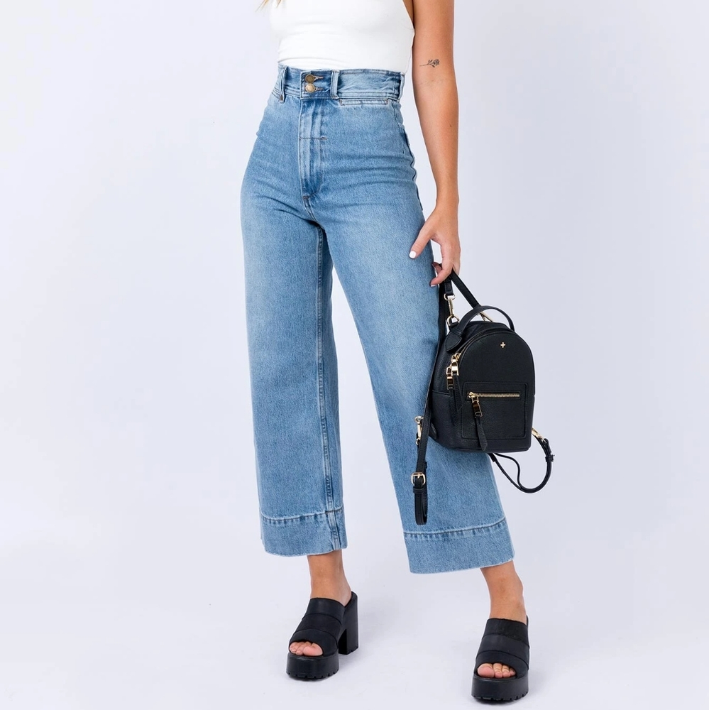 Thrills Belle High Waist Cropped Wide Leg Jeans 24